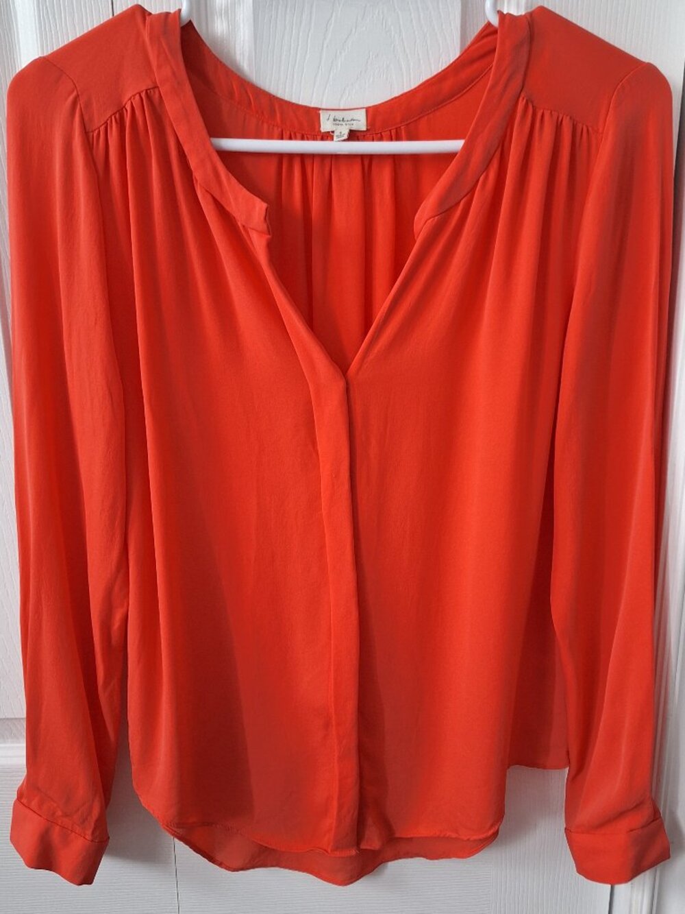Babaton Bright Coral 100% Silk Blouse